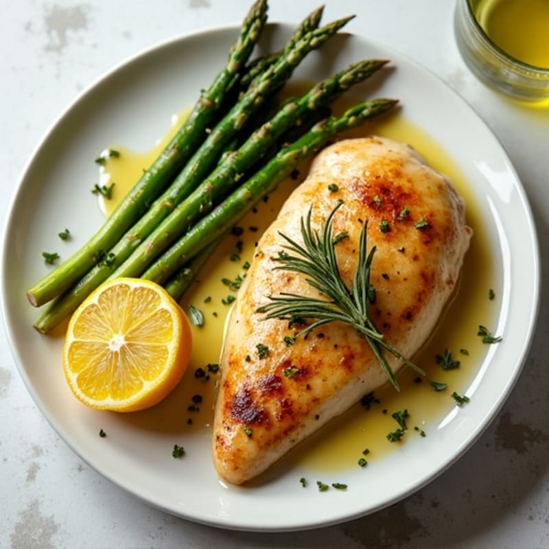 Lemon Herb Roasted Chicken with Crispy Asparagus
