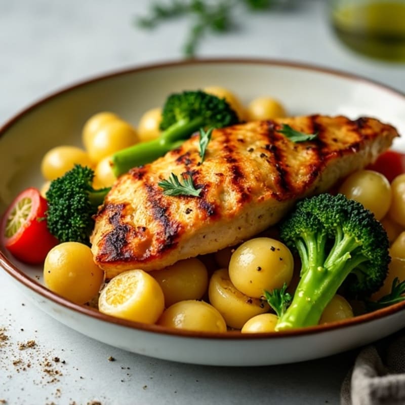 Crispy Sheet Pan Gnocchi with Roasted Chicken and Broccoli