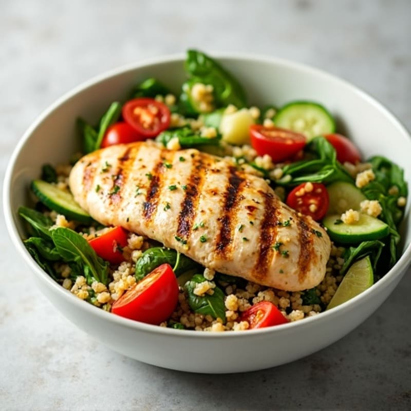 Lemon-Herb Chicken and Quinoa Salad with Fresh Vegetables