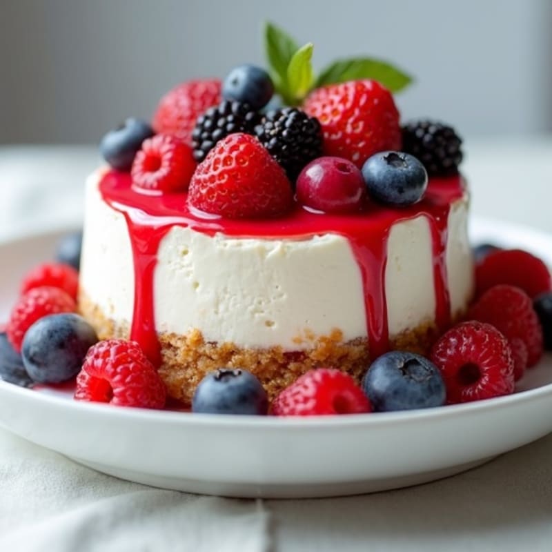 Silky Greek Yogurt Protein Cheesecake with Mixed Berries