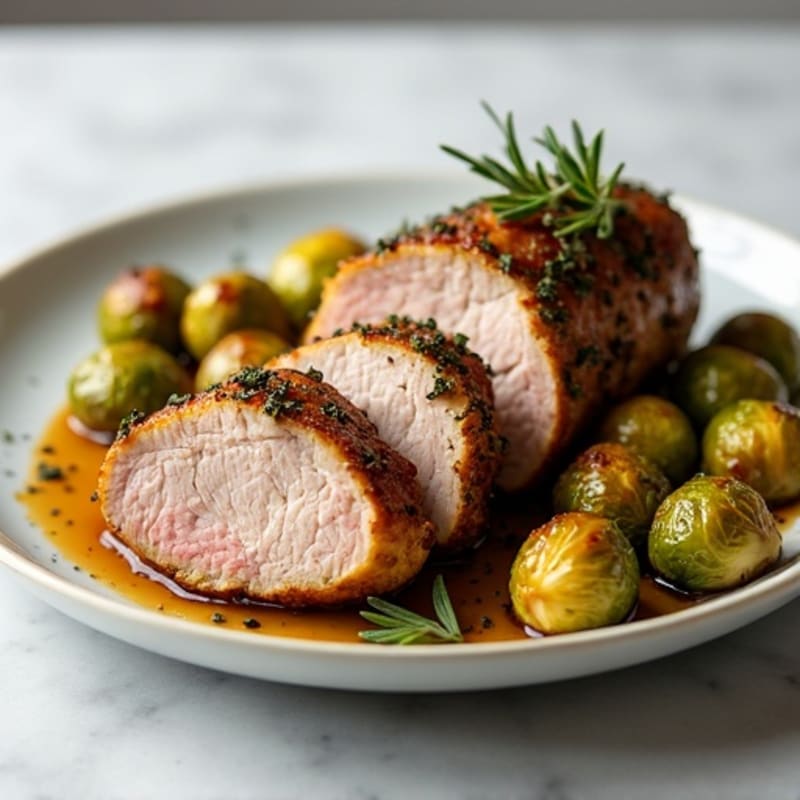 Herb-Roasted Pork Tenderloin with Crispy Brussels Sprouts