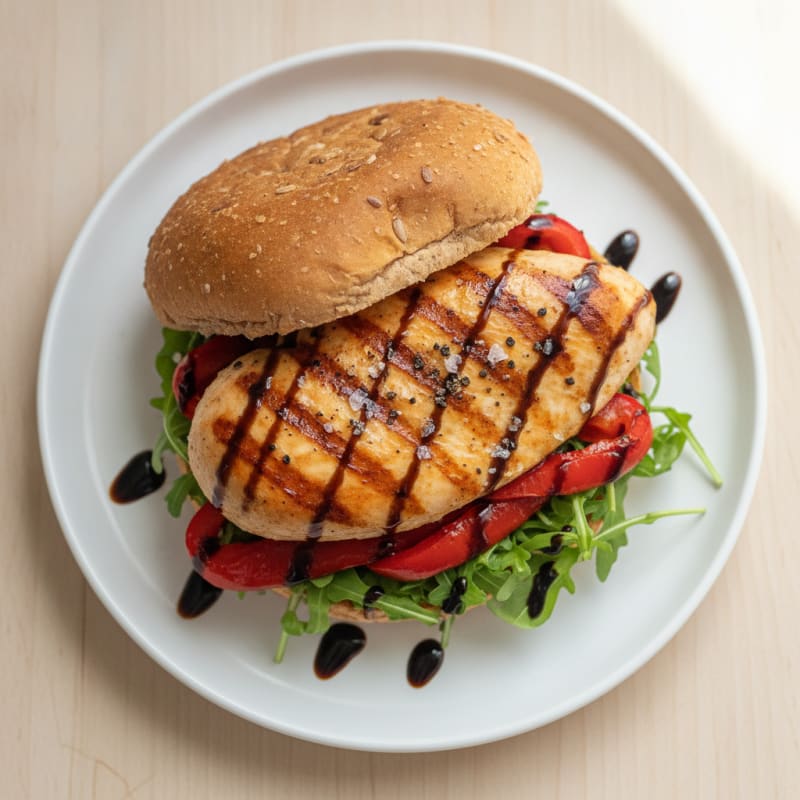 Pan-Seared Chicken Sandwich with Roasted Peppers