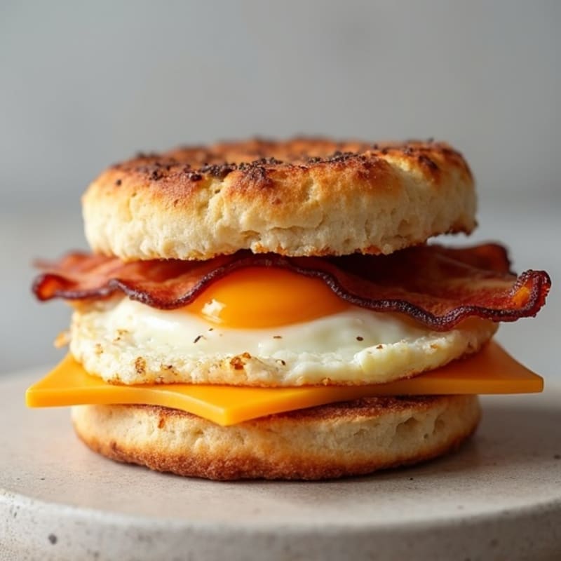 Crispy Turkey Bacon and Fluffy Egg Breakfast Sandwich