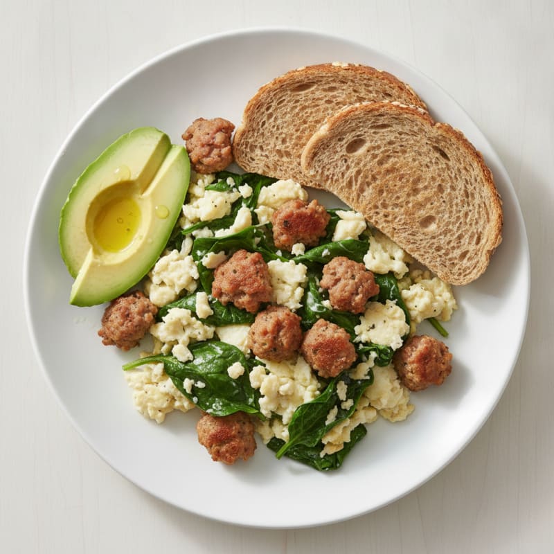 Egg White Scramble with Spinach and Turkey Sausage