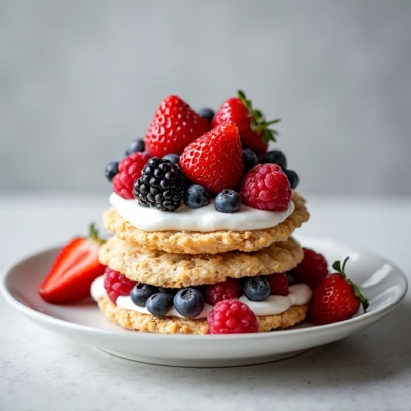Protein-Packed Greek Yogurt Berry Shortcake Stack