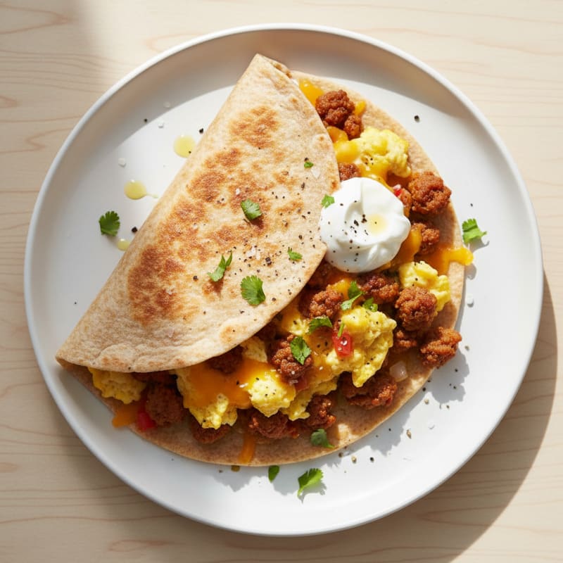 Crispy Chorizo and Egg Breakfast Burrito