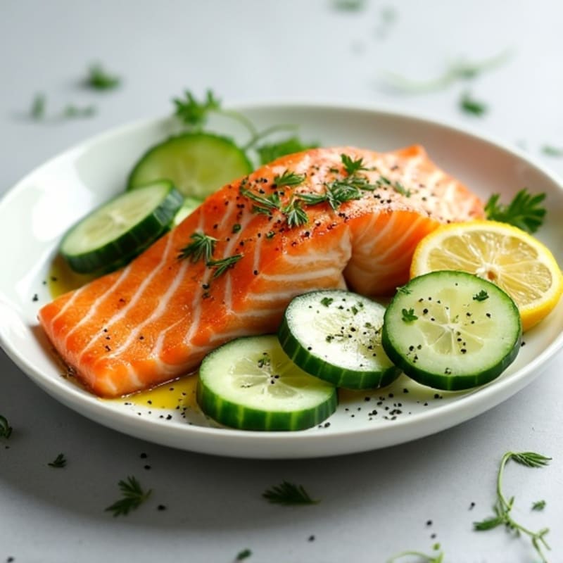 Flaky Salmon and Fresh Cucumber Salad