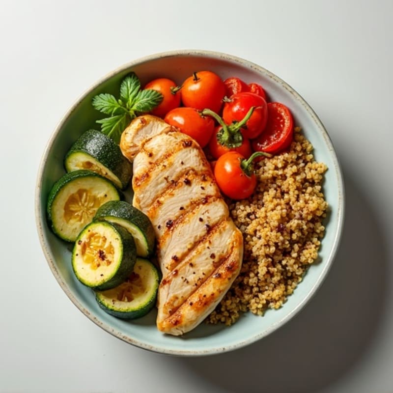Grilled Chicken and Quinoa Bowl with Roasted Vegetables