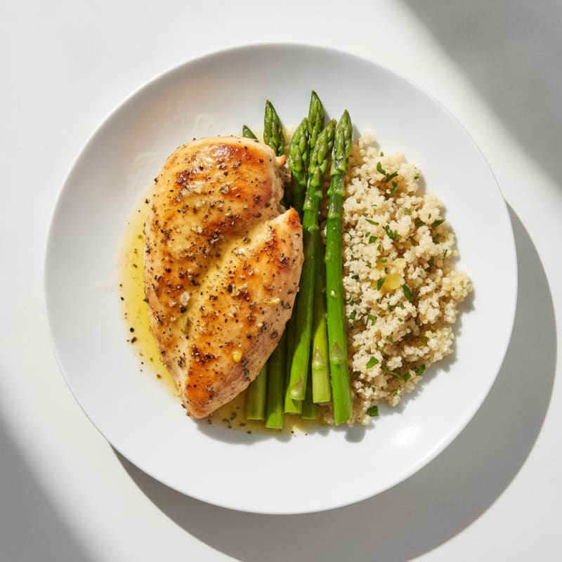 Lemon Herb Roasted Chicken with Asparagus