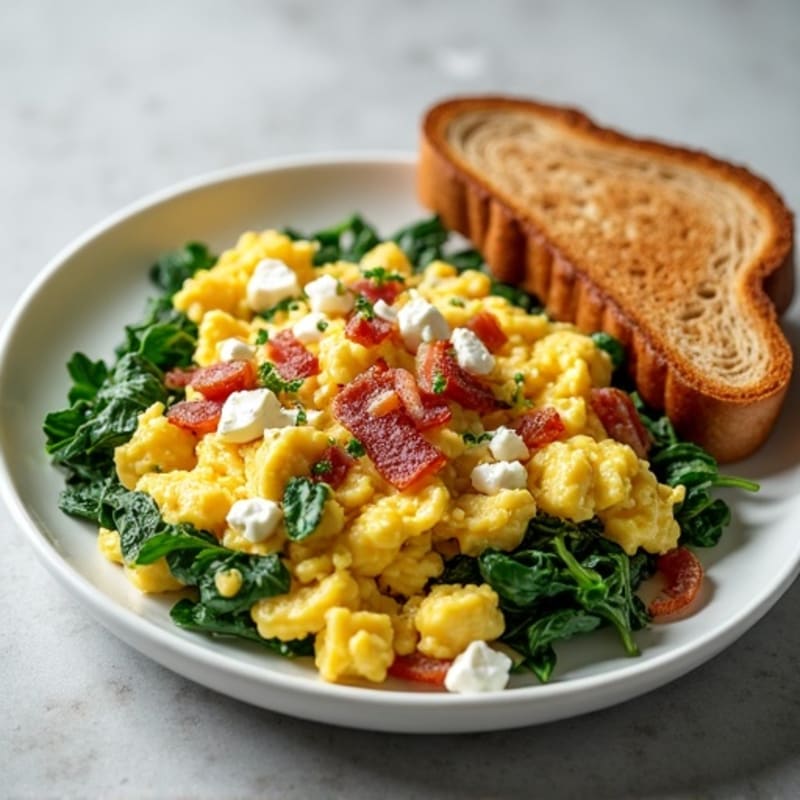 Egg White Scramble with Spinach and Turkey Bacon