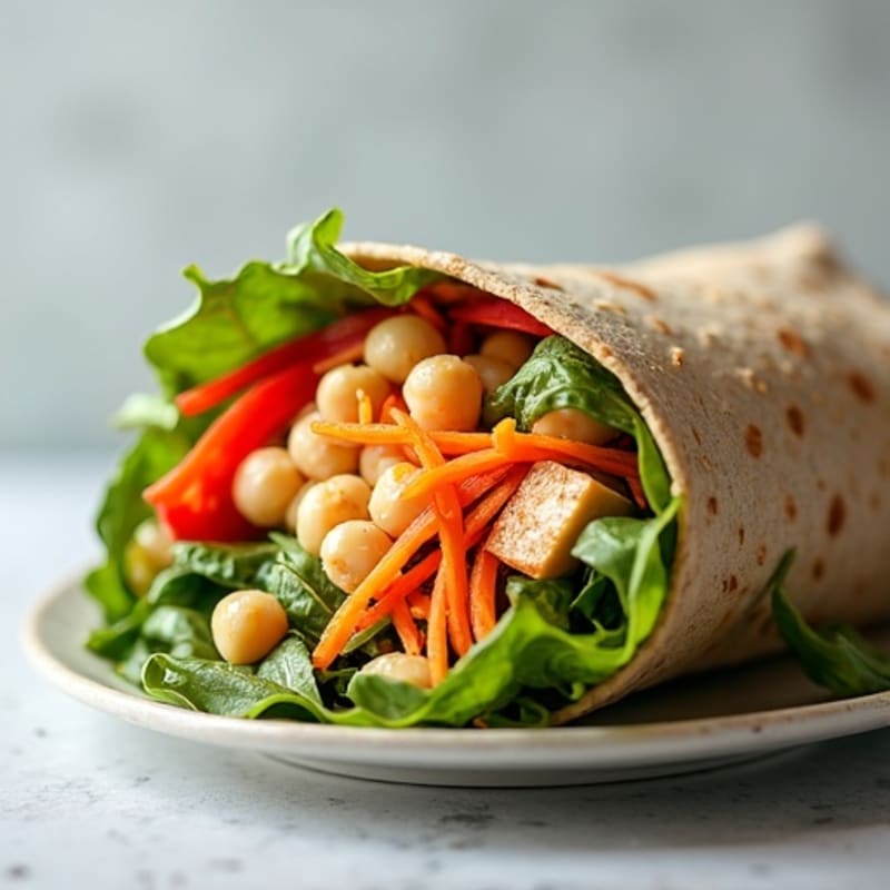 Fresh Rainbow Veggie Wrap with Creamy Tahini Dressing