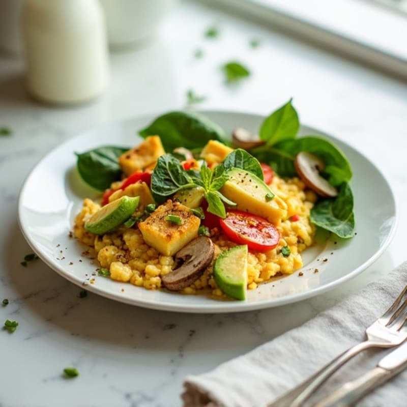 Egg White Scramble with Grilled Turkey Breast and Spinach