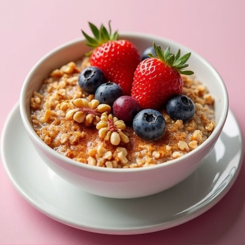 Creamy Cinnamon Protein Oatmeal with Fresh Berries and Crunchy Walnuts