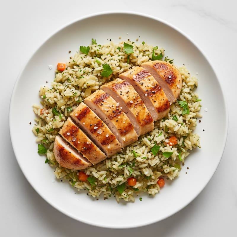 Savory Herb Rice Pilaf with Seared Chicken