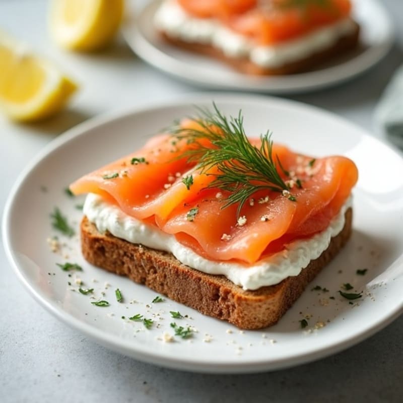 Smoked Salmon with Creamy Dill Spread on Crispy Whole Grain Toast