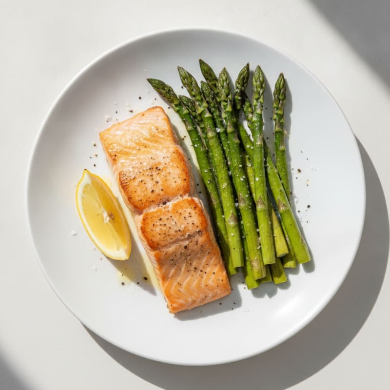 Pan-Seared Salmon with Roasted Asparagus