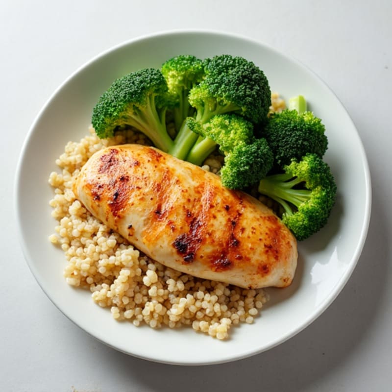 Grilled Chicken Breast with Quinoa and Steamed Broccoli