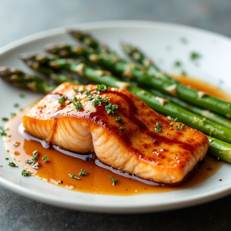 Baked Teriyaki Glazed Salmon with Roasted Asparagus