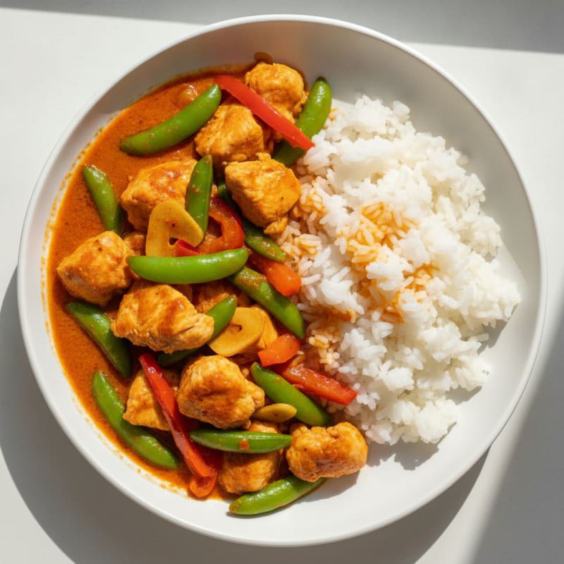 Red Curry Chicken with Coconut Rice