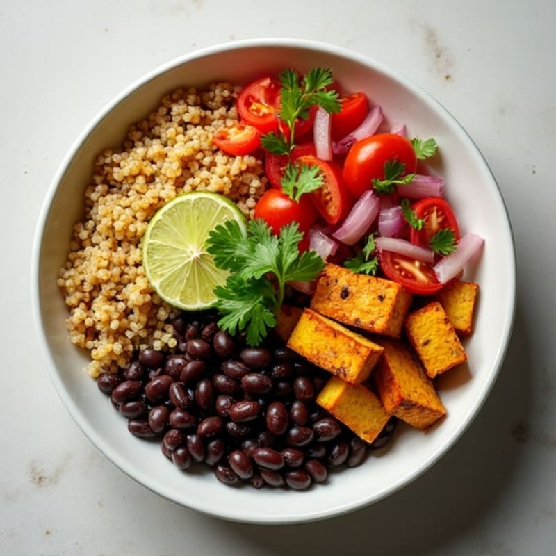 Spicy Black Bean Quinoa Bowl with Fresh Salsa