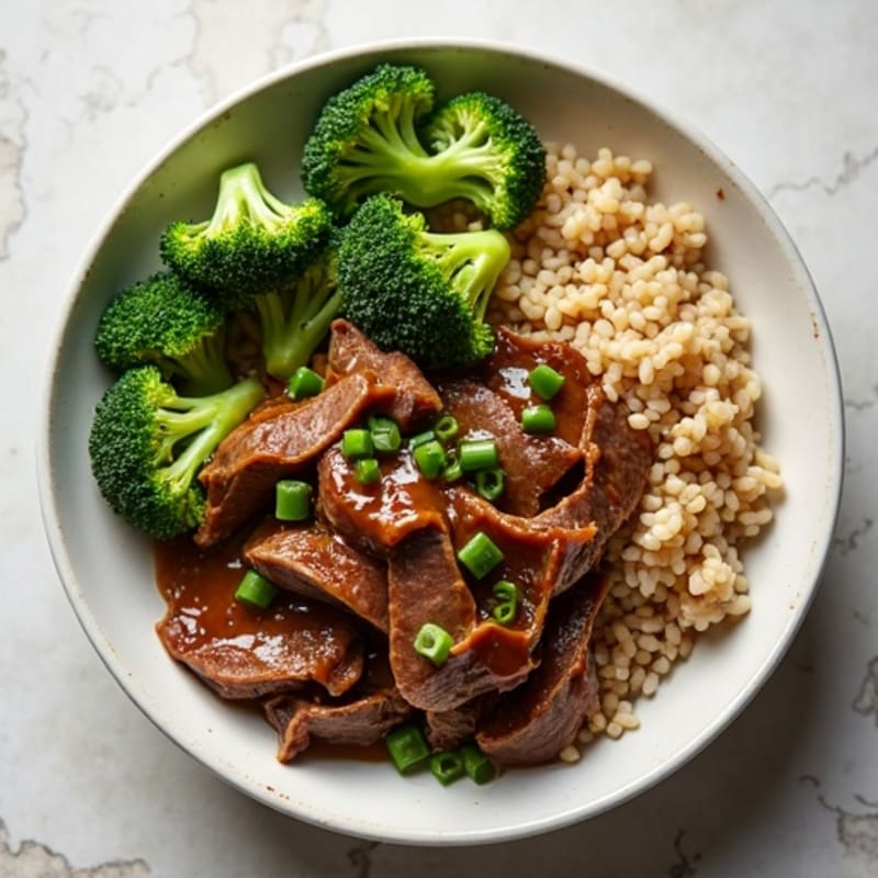 Garlic-Ginger Beef and Broccoli Brown Rice Bowl