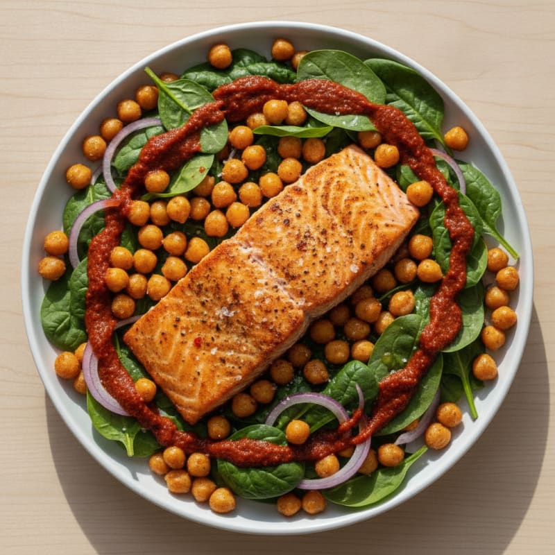 Spicy Salmon and Chickpea Platter