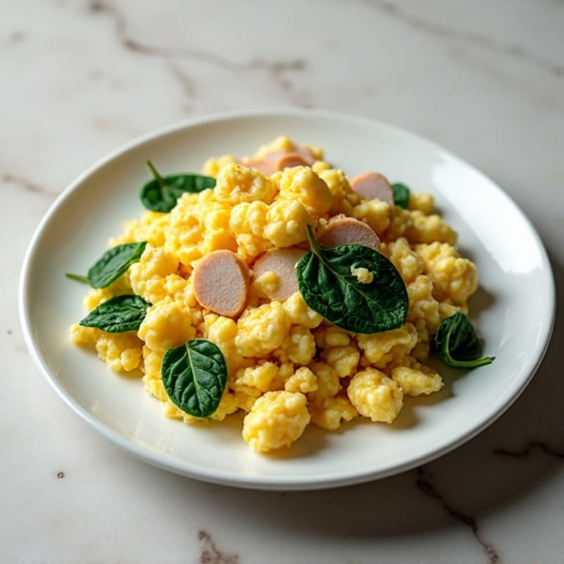 Egg White Scramble with Spinach and Smoked Turkey