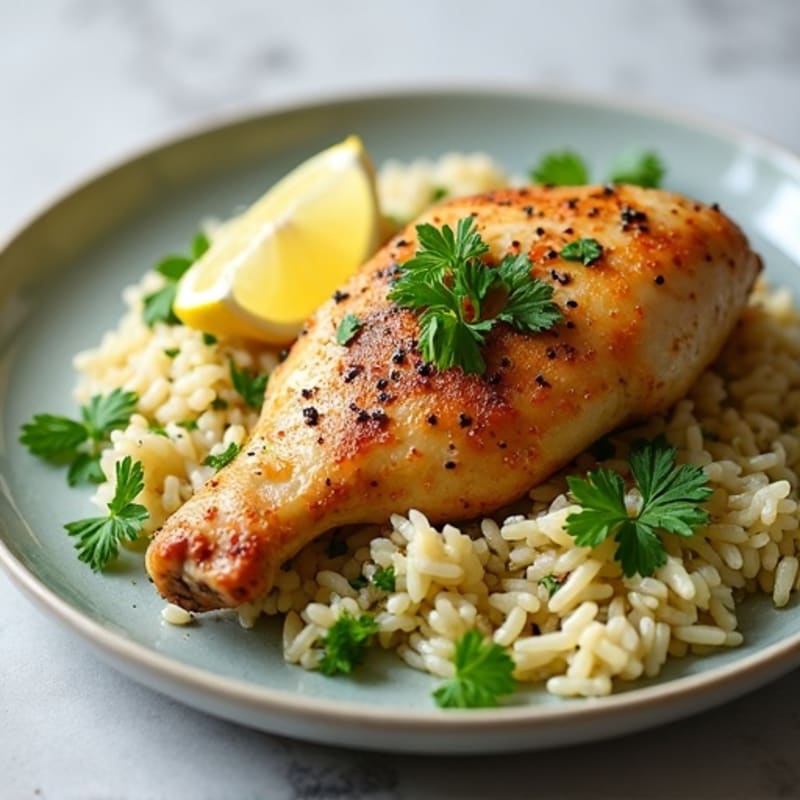 Herb-Roasted Chicken with Garlic Cilantro Rice