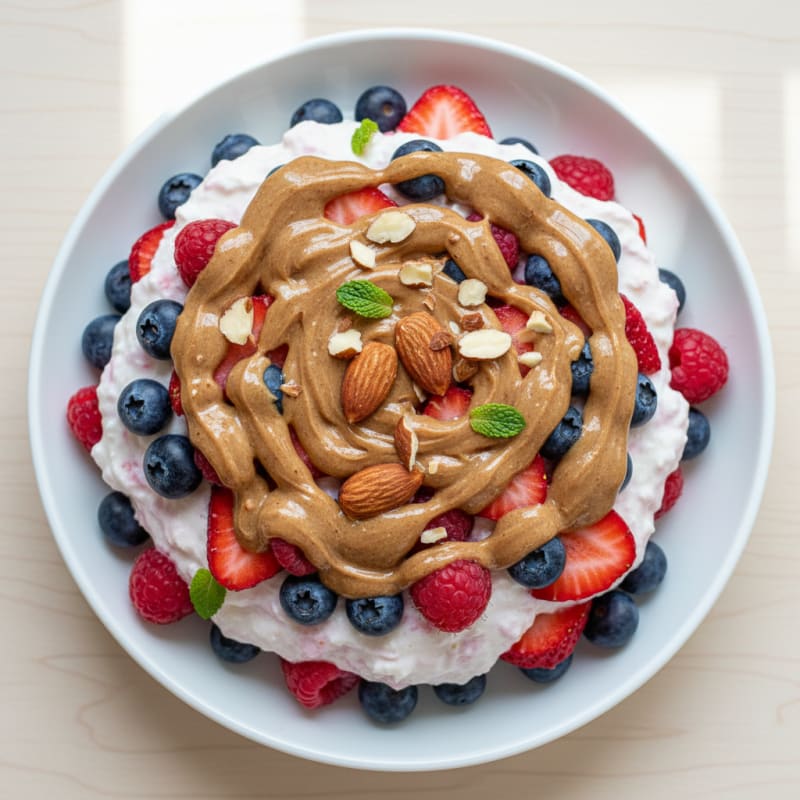 Greek Yogurt Protein Parfait with Mixed Berries and Almond Butter