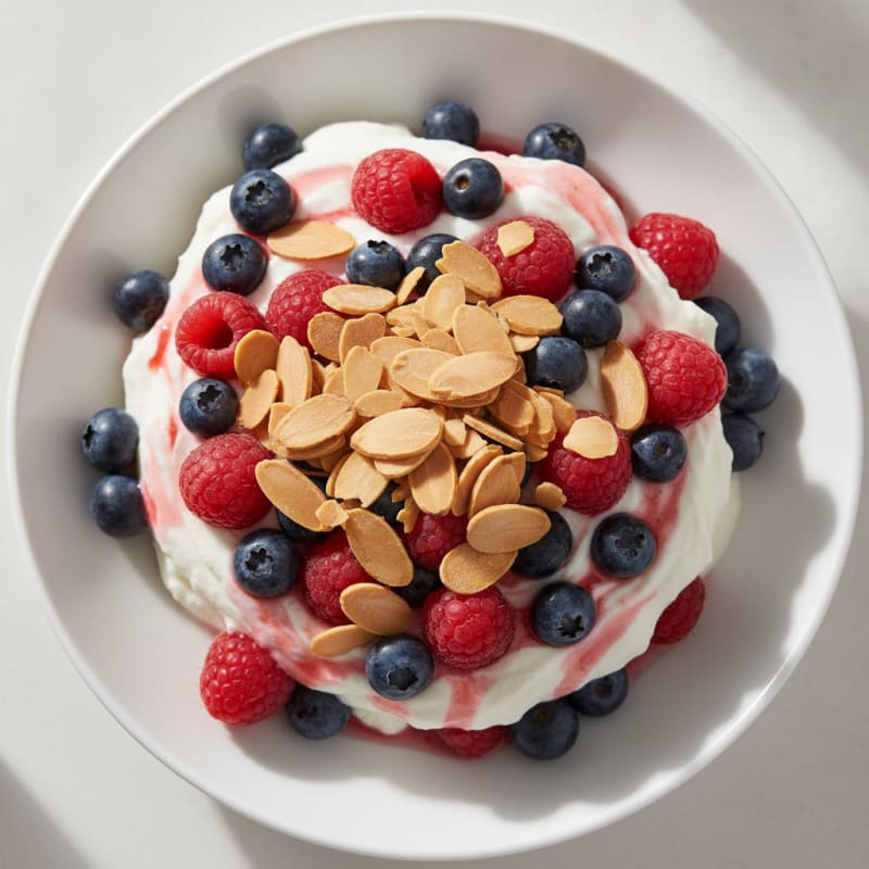 Greek Yogurt Protein Parfait with Berries and Almonds
