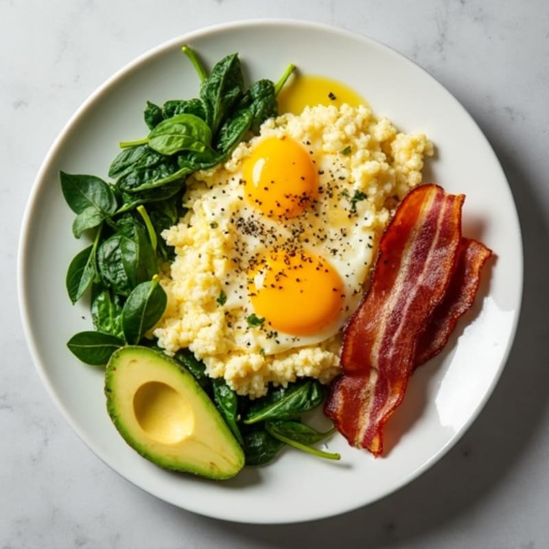 Egg White Scramble with Spinach and Turkey Bacon