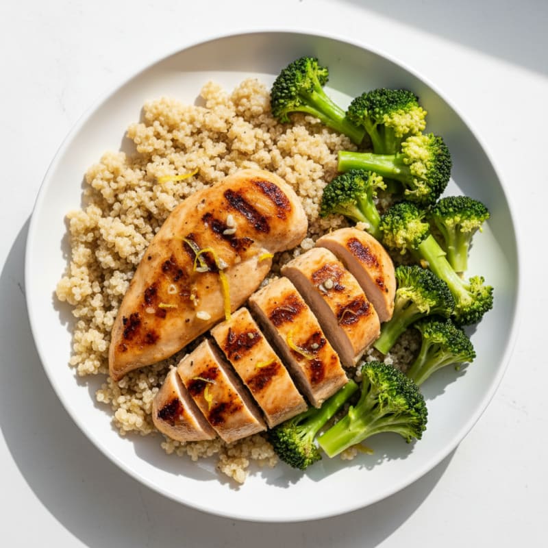 Grilled Lemon-Garlic Chicken with Quinoa and Broccoli