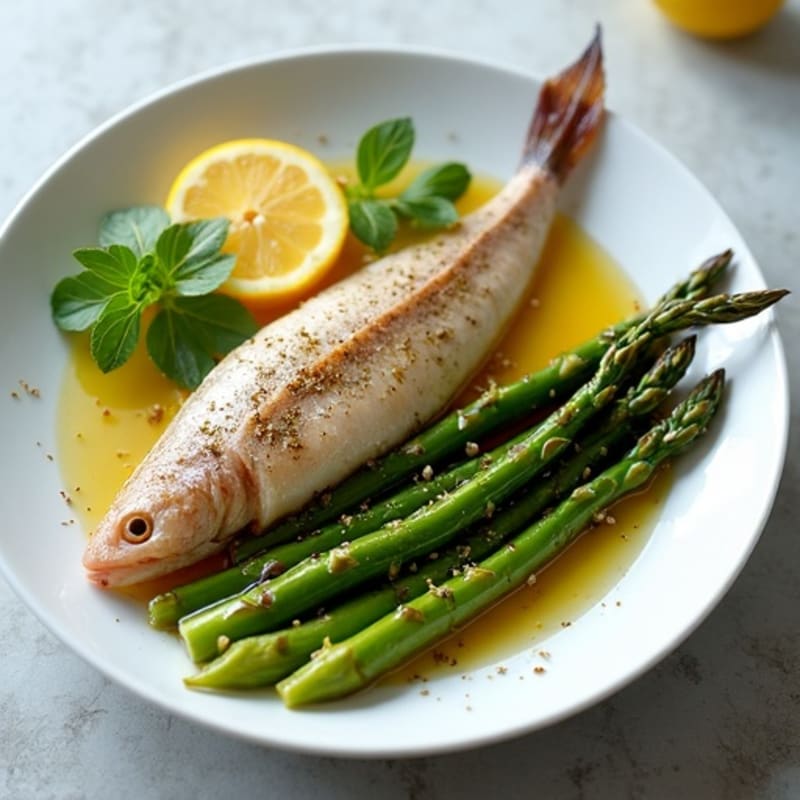Herb-Roasted Conger Eel with Roasted Asparagus