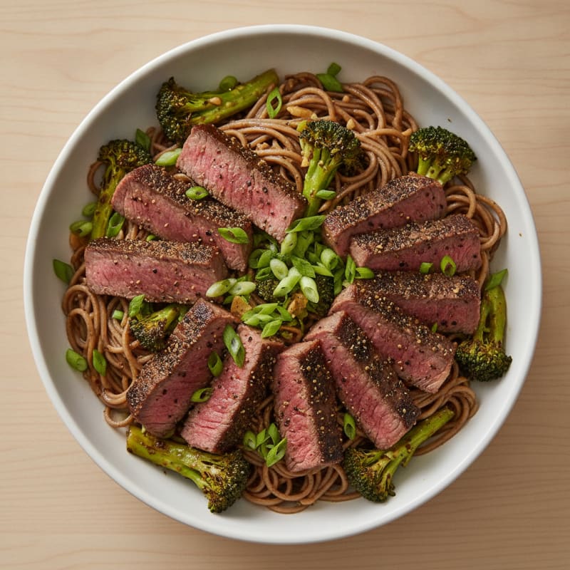 Black Pepper Steak with Garlic Noodles