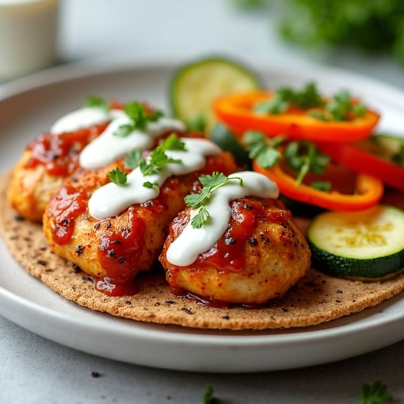 Sheet Pan Chicken BBQ Ranch Flatbread with Veggies