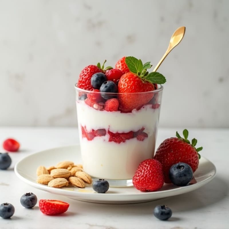 Greek Yogurt Protein Parfait with Almonds and Berries