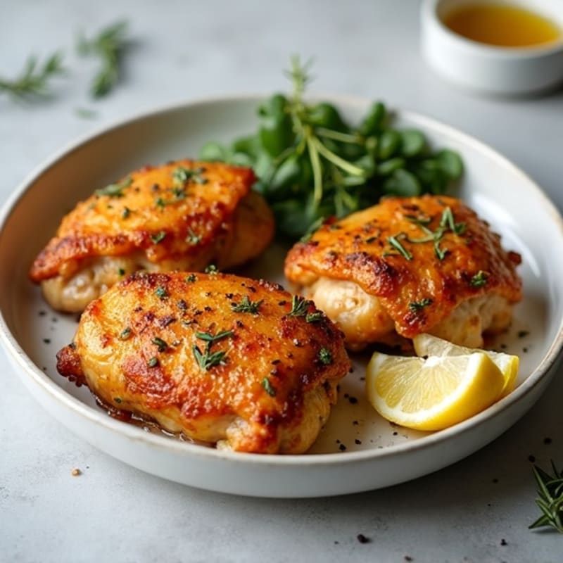 Crispy Herb-Roasted Chicken Thighs with Garlic