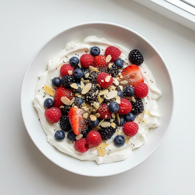 Creamy Greek Yogurt with Mixed Berries and Protein Powder