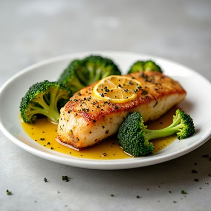 Crispy Lemon Garlic Roasted Chicken with Roasted Broccoli