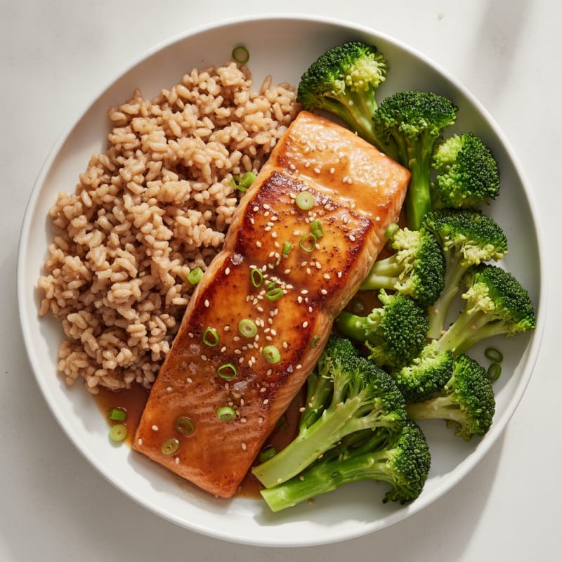 Teriyaki Glazed Salmon with Brown Rice