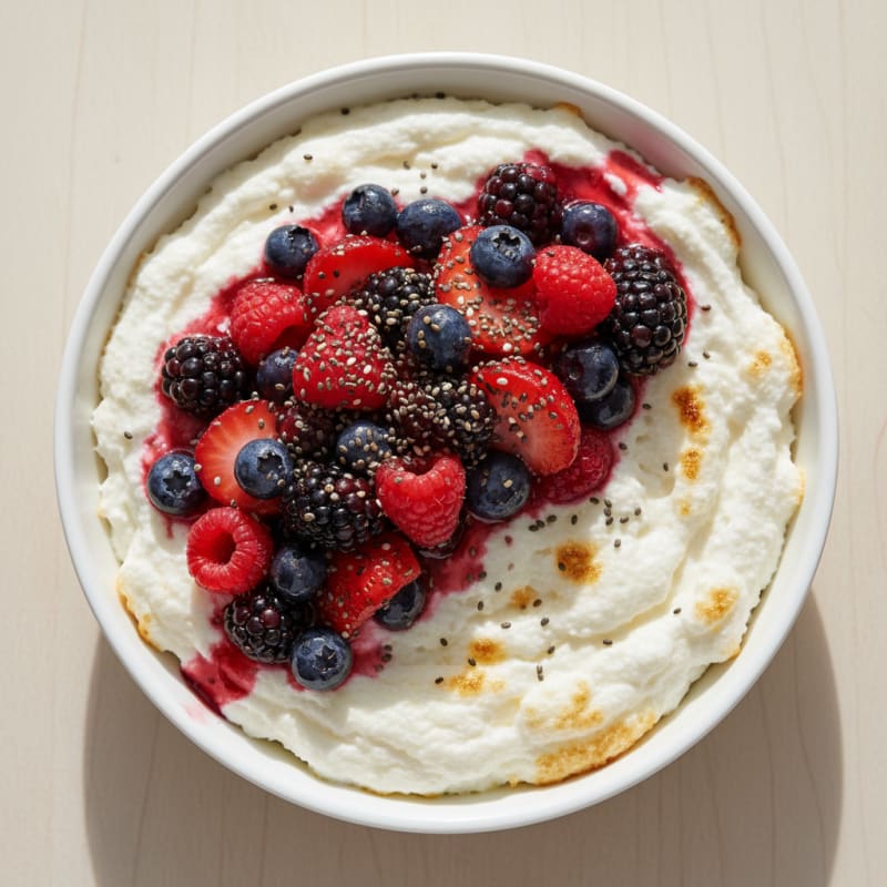 Silky Greek Yogurt Protein Mousse with Mixed Berries