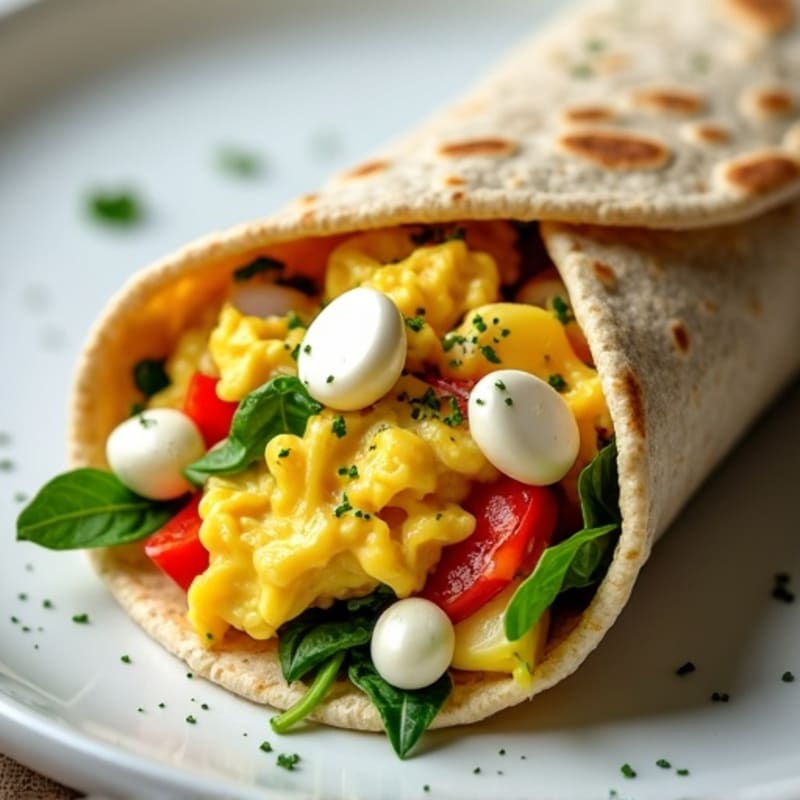 Creamy Scrambled Egg and Roasted Veggie Burrito