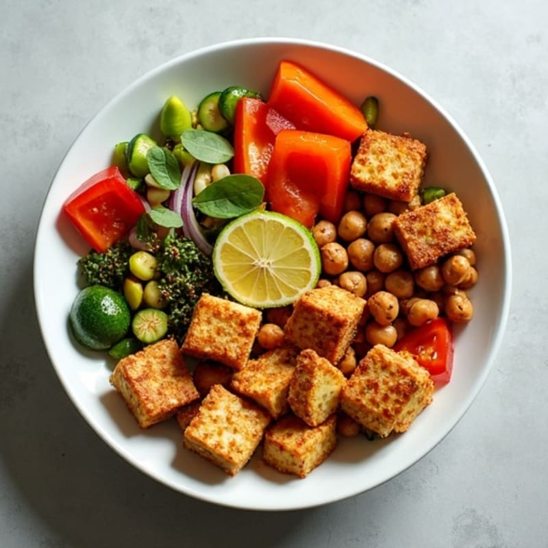 Crispy Tofu and Roasted Vegetable Power Bowl