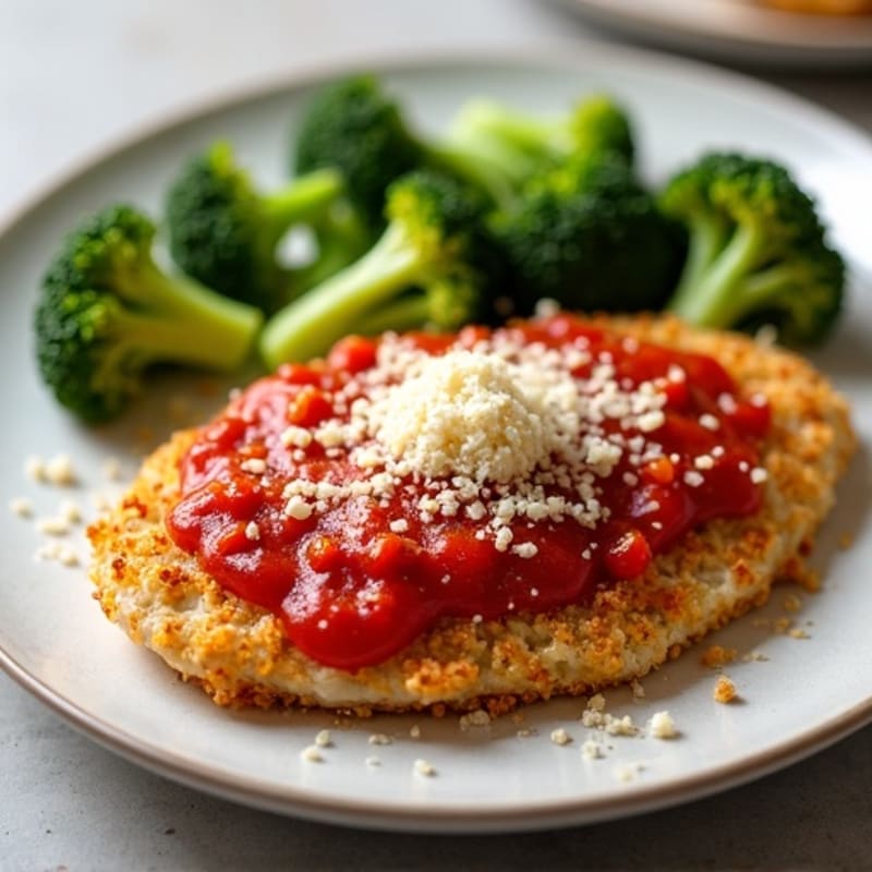Healthy Crispy Chicken Parmesan with Roasted Broccoli