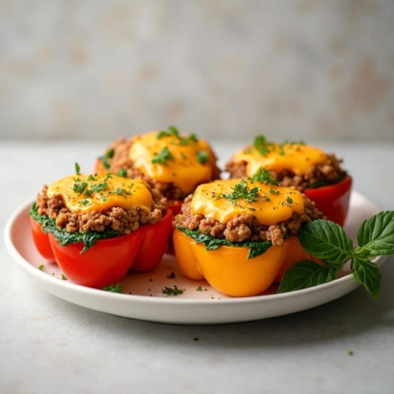 Lean Meat Lovers Cheesy Stuffed Bell Peppers