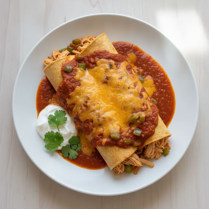Chicken Enchiladas with Red Chili Sauce