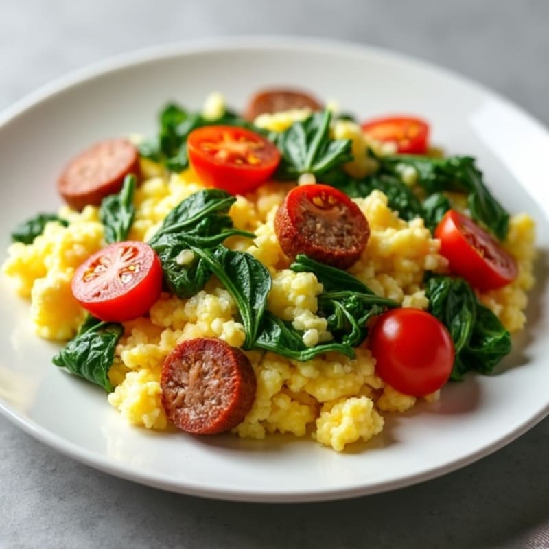 Scrambled Egg Whites with Spinach and Turkey Sausage