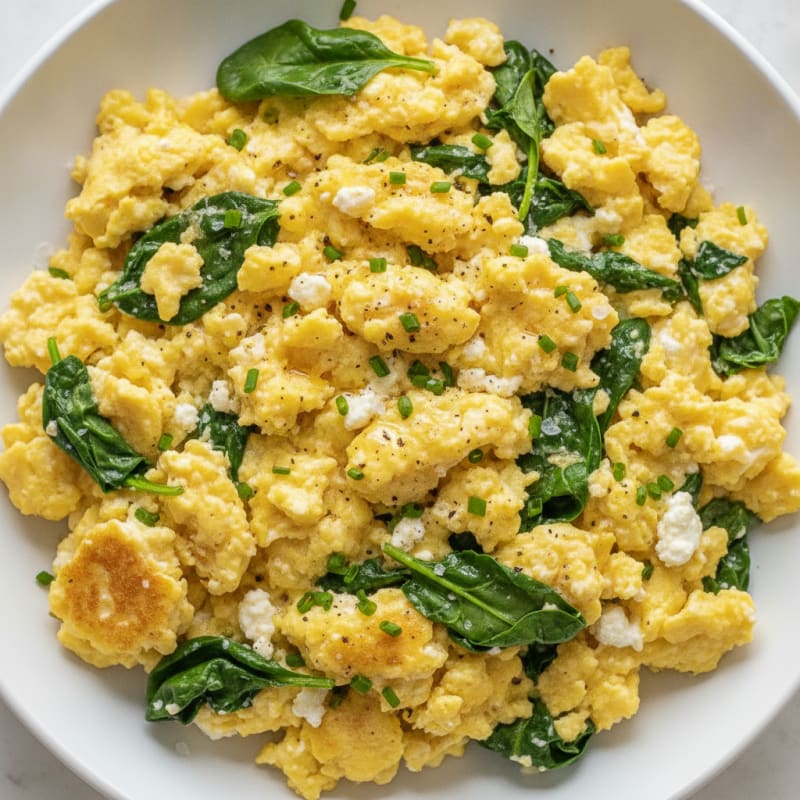 Fluffy Scrambled Eggs with Cottage Cheese