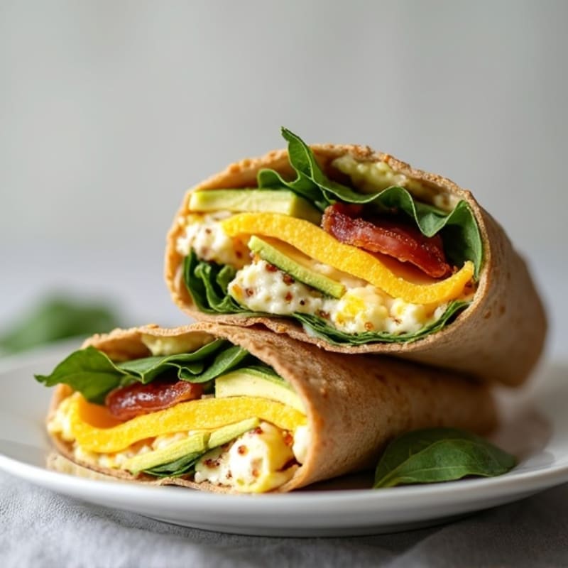 Crispy Turkey Bacon and Egg White Breakfast Wrap with Spinach