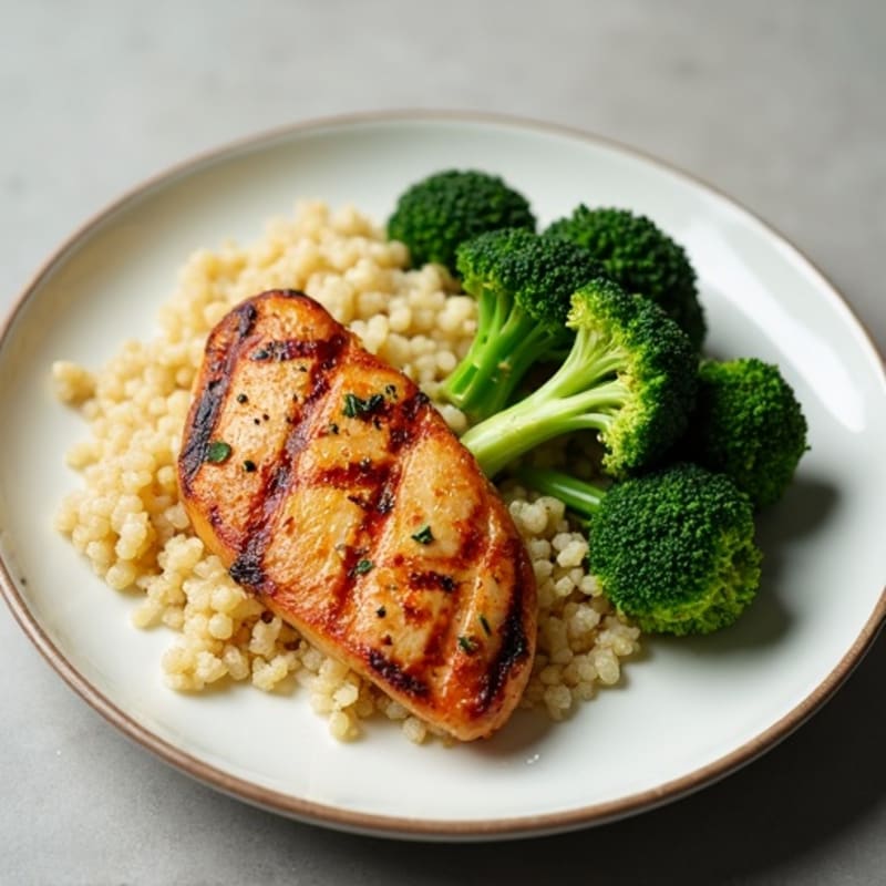 Grilled Chicken Breast with Quinoa and Steamed Broccoli